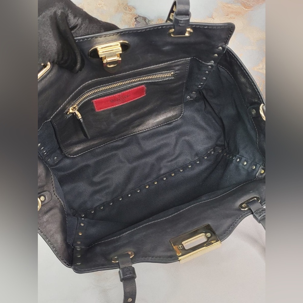 VALENTINO LEATHER ROCKSTUD SATCHEL - Picture 15 of 15